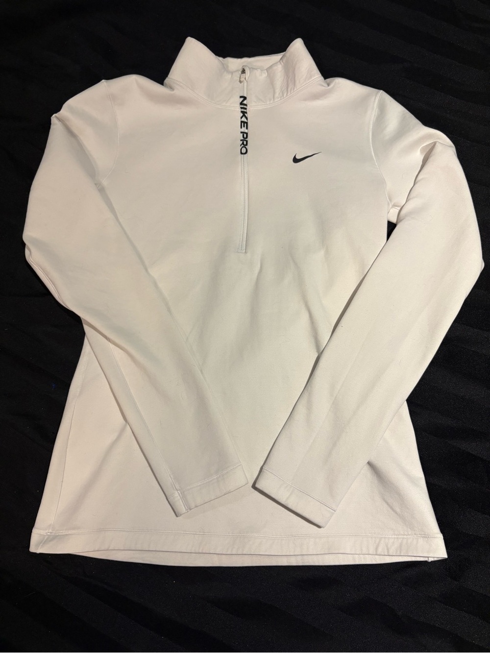 Nike White Quarter-Zip Long Sleeve Top with Swoosh